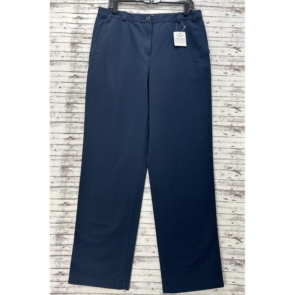 LL Bean Pants Womens 12 M Tall Navy Classic Fit Easy Stretch Twill Chino Casual